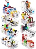KICHLY Organizadores para la despensa - Juego de 8 (4 grandes, 4 pequeños) - Compartimentos de almacenamiento para la cocina, despensa, armarios, encimeras y refrigerador - sin BPA (Transparente)
