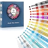 Mitoymia Rotuladores de Colores - Rotuladores de Pintura Acrílica Para Pintar Rocas, Kit de Rotuladores de 16 Colores Vibrantes Para Cristal, Piedra