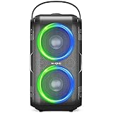 W-King Altavoz Bluetooth Portatil Potente, 80W Punchy Bass,Enormes Altavoces Inalámbricos con Sonido de 105dB, Luces LED de Colores Mezclados,24h de tiempo de juego,Memoria USB para Fiestas