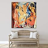 Desconocido Cuadro lienzo Las señoritas de Avignon de Pablo Picasso – Varias medidas - Lienzo de tela bastidor de madera de 3 cm - Impresion alta resolucion (113, 120)