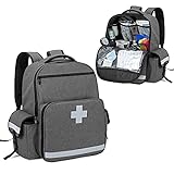 CURMIO प्राथमिक चिकित्सा किट, प्राथमिक चिकित्सा बैकपैक, ग्रे आपातकालीन बैग, बैकपैक प्राथमिक चिकित्सा किट, कार्यात्मक और व्यावहारिक, खाली बैग