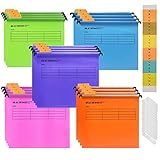 Li-folding File Folders Polypropylene, Reinforced Hanging Folder, A4 size, with Tabs and Card Insets for Filing Cabinets, Office Organization, Home Work, Pack of 20
