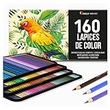 160 Lápices de Colores (Numerado) con Caja de Metal de Zenacolor - 160 Colores Únicos para Libro de Colorear - Fácil Acceso - Regalo Ideal para Artistas