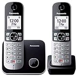 Panasonic KX-TG6852 Teléfono Fijo Inalámbrico Dúo con Manos Libres (Monitor de Bebes, Bloqueador de Llamadas, Modo No Molestar, Baja Radiación, Modo Eco) Plateado