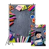 CSFOTO 1,5x2,2m Back to School Background Blackboard Class Tools Online Course Teaching Background for Photography School Classroom Background Homecoming Student Kids Photo Background