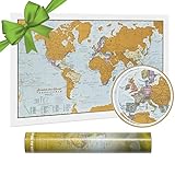 Maps International - Scratch off map, botim udhëtimi, hartografi me shumë detaje - 42 x 29,7 cm