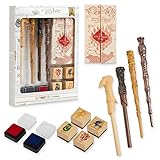 HARRY POTTER Pens Wands Stationery with Marauders Map Hogwarts Stamps Kit and Ink Set