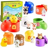 Toyzey Toy Animals cho trẻ 1 2 3 tuổi, Đồ chơi Montessori cho bé 6-12 tháng Trò chơi giáo dục cho trẻ 1-3 tuổi Quà tặng cho trẻ 1-3 tuổi Động vật trang trại Đồ chơi tắm Quà tặng sinh nhật cho trẻ em