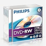Philips DVD-RW DN4S4J05F/00 - DVD+RW vírgenes (4,7 GB, DVD-RW, 120 min, 4x), torre de 5 unidades