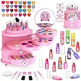balnore ແຕ່ງຫນ້າສໍາລັບເດັກຍິງ, 53 Pieces Girls Makeup Briefcase Washable Makeup Set Girl Toys Girl 3 4 5 6 Years Gift for Birthday Halloween Carnival Christmas