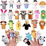 vamei Marionetas de Dedo Animales y Familias para Niños Bebe 28Piezas Cartoon Animal Hand Toys Infantes Niños pequeños Cuento Educativo Hora