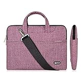 Qishare 13.3-14 Pulgadas Multifuncional portátil Hombro Bolsa maletín portátil de Ordenador portátil Caso Portador de la Ordenador portátil Messenger Caso(13.3-14 Pulgadas,Líneas púrpuras)