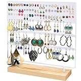 Belle Vous White Metal Jewelry Box Organizer Earring Base Wood - Earring Display 144 Holes 3 Levels - For Earrings, Necklaces, Studs for Women and Girls