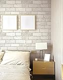 (Blanco, Paquete de 1) Papel tapiz de mural autoadhesivo clásico con patrón de ladrillo 50cm X 3M (19,6' X 118'), 0,15mm para sala de estar, habitación, fregadero