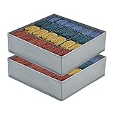 2 Paquetes Cajas para Guardar Calcetines, Organizador de Cajones Lavable de 24 Celdas, Caja de Almacenaje Plegable, para Guardar Calcetines, Corbatas, Cinturones, Gris