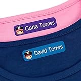 96 Etiquetas para ropa personalizadas Stikets con 1 línea de texto para marcar todas las prendas de los niños para el cole o la guardería