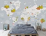 Papel pintado dormitorio vintage infantil 3D Mapa del mundo de dibujos animados sala de niños fondo de la pared decoración del hogar fondo mural de la pared fondo de pantalla