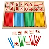 मोंटेसरी मैथेमेटिका खिलौने, रंगीन लकड़ी के काउंटिंग ब्लॉक और स्टिक, बच्चों के लिए शैक्षिक गणितीय खिलौना सोच और बुद्धि को प्रशिक्षित करते हैं
