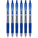 Pilot Pen 2605 G2 07 - Bolígrafo de tinta de gel (0,7 mm, punta de 0,39 mm, ancho de línea de 0,39 mm, rellenable, bl-g2-7, 6 unidades), color azul