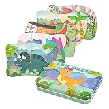BBLIKE Puzzle Infantil de para niños Rompecabezas de Animales, puzle de 5 imágenes, puzle de Madera, Adecuado para niños y niñas a Partir de 3, 4 y 5 años (Dinosaurio)