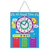 Navaris Reloj de aprendizaje para niños - 1x Tablero magnético y 40x Imán para aprender la hora y los minutos en inglés - Juego infantil +3 años