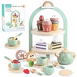 GAGAKU Children's Tea Sets Wooden Tea Set Toddler Tea Set Food Pretend Play Accessories Pretend Play Kitchen Accessories Toys