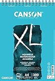 Canson XL Aquarelle, Álbum Espiral Microperforado, A4, 30 Hojas, Grano Fino 300g