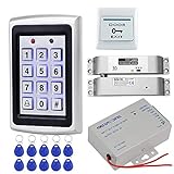 HFeng Metal Access Control System Kit 125KHz RFID Keypad Access Control Reader EM Reader + Electric Bolt Lock + DC12V/3A Power Supply + 10pcs Keychains