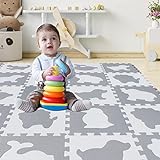 qqpp Puzzle Preproga za otroke Baby Infant - Mehka EVA gumijasta tla. 18 kosov (30 * 30 * 1 cm), živali, bele in sive. QQP-51(AL) b18N