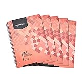 Amazon Basics - Cuaderno escolar, 160 hojas, tamaño A4, 70 gsm, 5 unidades