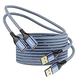 Câble d'extension USB 3.0 (3M - Lot de 2) Câble d'extension USB 5 Gbit/s mâle vers femelle pour synchronisation de données, compatible avec imprimante, scanner, clavier, PS VR, lecteur de carte, appareil photo, bleu