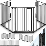 KIDUKU Safety Barrier 300 cm for Children and Pets | Metal Guard Grille - Preassembled | Folding Metal Protective Grid with Door | 5 Panels