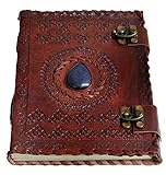 Hecha a mano, tamaño grande 8 'Piel repujada Celta Dos Cierres Azul Piedra Blank Personal diario cuaderno rellenable regalo
