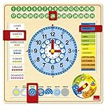 Goula - Reloj calendario, Juego educativo preescolar para aprender distintos conceptos del tiempo a partir de 3 años