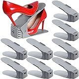 مجموعة SaiXuan من منظمي الأحذية 10 قطع ، حامل أحذية بارتفاع قابل للتعديل ، رف أحذية بسيط ، مناسب للنساء والرجال ، توفير مساحة (رمادي)