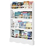 Homfa Librería Infantil para Niños Estantería de Pared Estantería Infantil para Libros Revistas con 4 Estantes Blanco 80x11.5x118cm