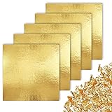 CZ Store Gold Leaf - 100 штук | Листы 14 см | ПОЖИЗНЕННАЯ ГАРАНТИЯ - медно-золотой материал для поделок, позолоченная мебель, украшения, гирлянды, вечеринки - блестящая, гладкая текстура