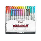 Zebra Pen Mildliner 79125 Lot de 25 stylos pinceaux et marqueurs à double pointe, encres assorties, multicolore