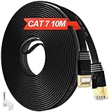 Cat 7 10m Cable Ethernet 10 metros, RJ45 Cable de Red 10m Plano Alta Velocidad, Resistente Al Agua, FTP – Gigabit – Más Rápido Que Cat 6/Cat 5, Cable Lan Para Xbox/Switch/Router/Game/Smart TV/Modem