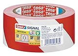 tesa SIGNAL Universal - Ruban de marquage polyvalent - Ruban adhésif pour balisage permanent de zones ou zones dangereuses - Rouge et blanc - 66 m x 50 mm