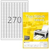 TopStick 8790 - Etiquetas autoadhesivas universales A4 muy pequeño (17,8 x 10 mm, papel) 100 hojas, 270 etiquetas por hoja, 27000 etiquetas, para impresoras inkjet y láser