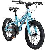 4 साल की उम्र के लड़कों और लड़कियों के लिए BIKESTAR एल्यूमिनियम बच्चों की साइकिल | वी ब्रेक के साथ 16 इंच की बाइक | 16' माउंटेन बाइक | फ़िरोज़ा सफेद