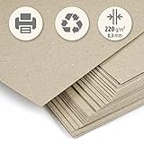 50 hojas papel grueso Cartón reciclado beig kraft claro DIN A4 220 g/m², Cartoncillo compacto para imprimir, manualidades, scrapbook, etiquetas, tarjetas de visita.