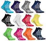 Rainbow Socks - Niño Niña Calcetines Deporte Colores Algodón - 12 Pares - Rojo Verde Amarillo Azul de Mar Azul Azul Marino Rosa Blanco Negro Gris Naranja Púrpura - Talla 30-35