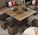 ZOYAFA Mesa de centro multifuncional de elevación, plegable la mesa de té, mesa de almacenamiento, mesa de té (color chocolate)