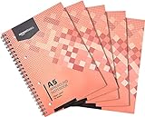 Amazon Basics - Cuaderno de anillas, 80 hojas /160 páginas, tamaño A5, 70 gsm, 5 unidades