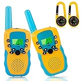 Talkies-walkies ThinkMax pour enfants 2 pièces, jouet radio bidirectionnel 22 canaux, longue portée de 2 miles avec lampe de poche LCD rétroéclairée