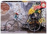 Educa Borras - Genuine Puzzles, Puzzle 500 piezas, Bicicleta con flores (17988)