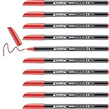 Edding 1200 rotulador de color de trazo fino - rojo - 10 rotuladores - punta redonda de 1 mm - marcador dibujar y escribir