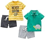 Simple Joys by Carter's - Juego de ropa de juego para niños (4 piezas) ,Yellow Stripe/Green Turtle ,24 Months